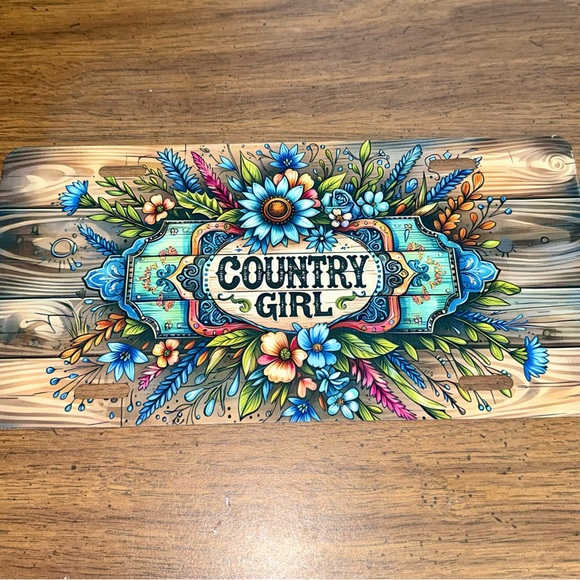 Floral 'Country Girl' License Plate - Picture 1 of 3